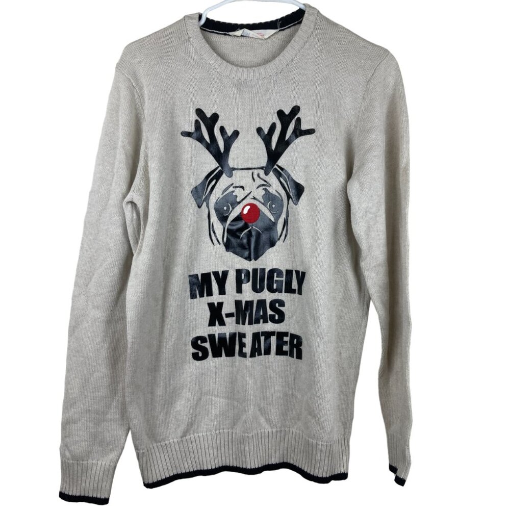 H&M Youth Sz 14  My‎ Pugly Christmas Holiday Sweater Pug Dog Girls Boys